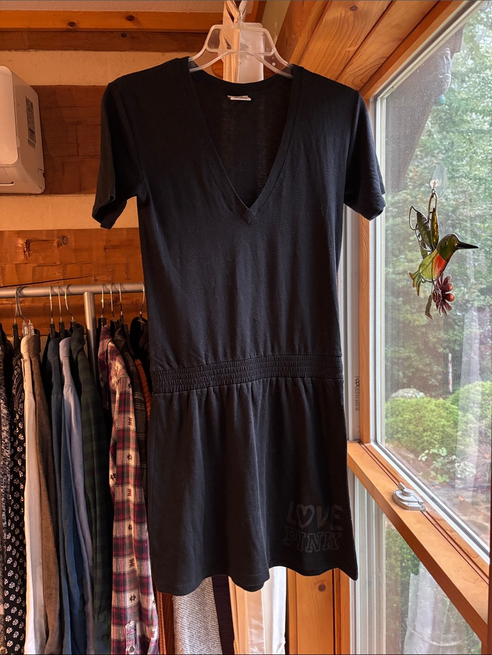 PINK Victoria's Secret Black V-Neck Short Sleeve Dress/Tunic